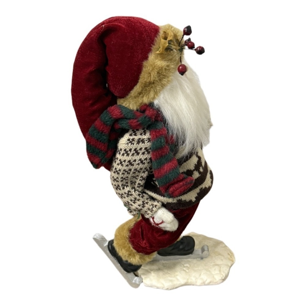 Wooden Ice Skating Santa Statue Snowman Figure 20" Christmas Decoration - Picture 4 of 5